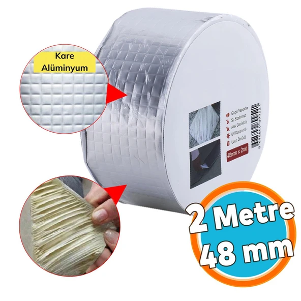 İzolasyon Ses Su Yalıtım Çamur Bant Çatı Tamir Sakız Bandı Gri 48 mm x 2 Metre 1 Adet