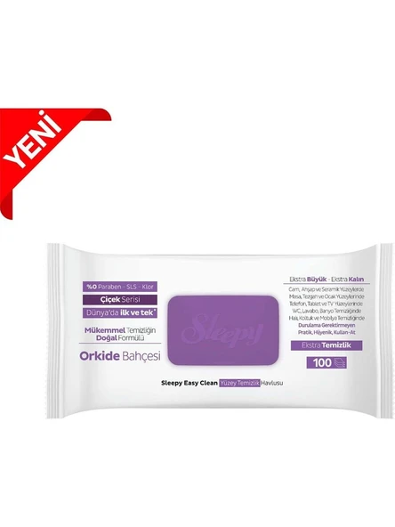 Sleepy Easy Clean Orkide Bahçesi Yüzey Temizlik Havlusu 100' lü - Resim 3