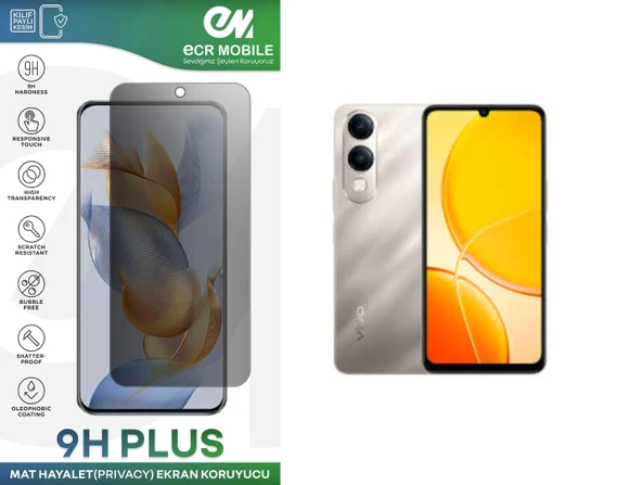 Vivo Y04 Ekran Koruyucu Tam Uyumlu 9H Esnek Nano Kırılmayan MAT HAYALET(Privacy)