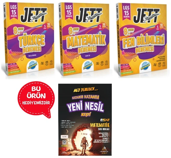 8.Sınıf LGS Ünlüler Jett 15 Deneme (Türkçe-Matematik-Fen Bilimleri) ürün görseli 1
