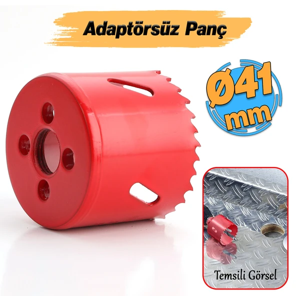 Gfb Bi Metal Panç Ø 41 mm Delik Açma Alçıpan Ahşap Pvc Delme Testeresi Adaptörsüz 1 Adet