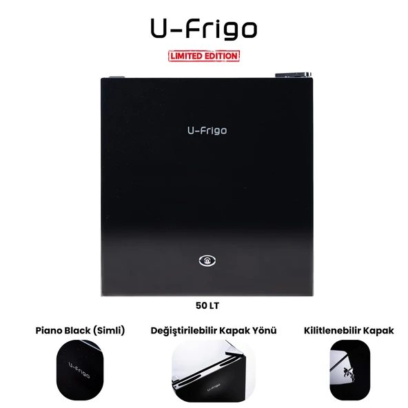 U-Frigo 50 Lt 12-24v Marin/karavan Kompresörlü Buzdolabı Temperli Cam Kapak Limited Edition Siyah