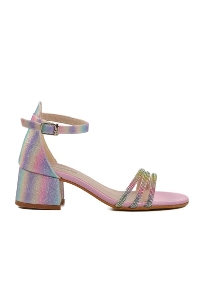 Aspor Pembe Taş İşlemeli Kız Çocuk Sandalet ürün görseli