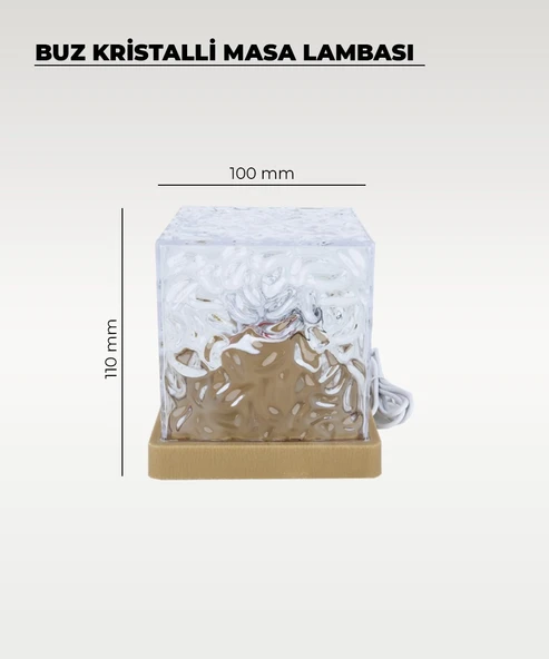 Buz Kristalli Masa Lambası - RGB (Çok Renlkli) - Kumandalı - 3