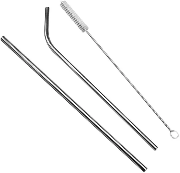 Wuvera 3 Parça Metal Pipet Seti – Paslanmaz Çelik Pipet ve Çubuk Pipet Temizleme Fırçası - 2