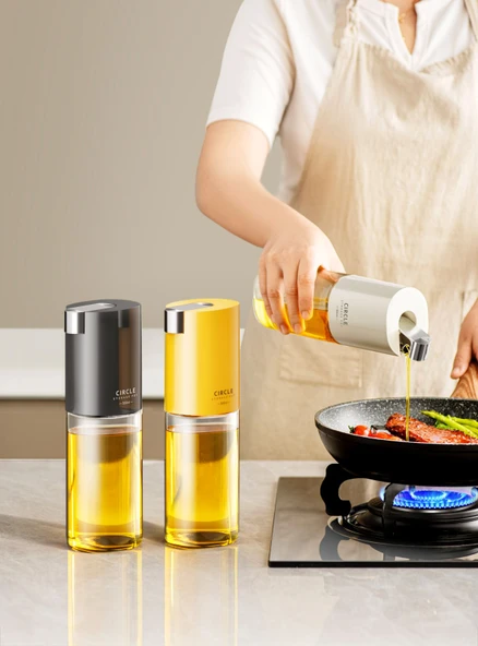Pinmoo Circle Bej Otomatik Kapak Yağdanlık 500 ml. - 3