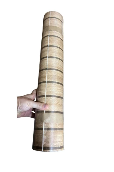 Renkli Duvarlar 60cm x 280cm 1 Adet Kendinden Yapışkanlı Açık Kahverengi Lambiri Desenli Duvar Paneli Kağıdı YG005 - Resim 2