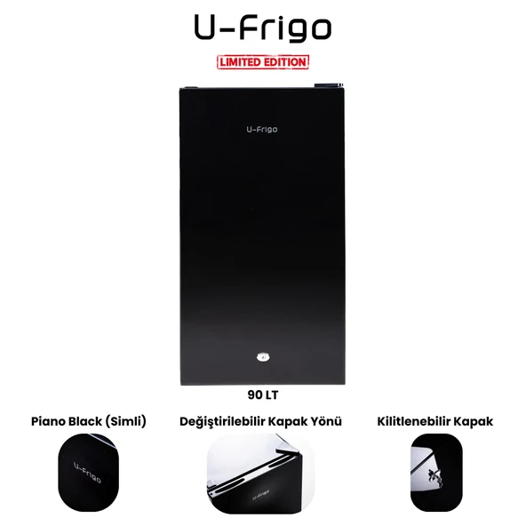 U-Frigo 90 Lt 12-24v Marin/karavan Kompresörlü Buzdolabı Temperli Cam Kapak Limited Edition Siyah