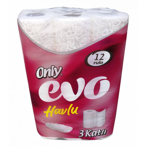 Only Evo Rulo Kağıt Havlu / Mutfak Havlusu / 3 Kat / 12'li Paket