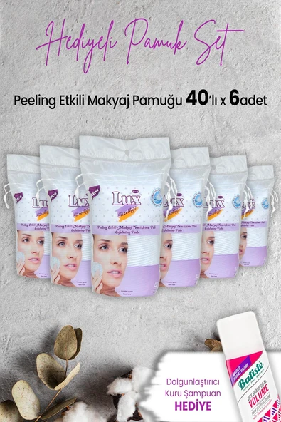 Lux Peeling Etkili Makyaj Pamuğu 40' lı x 6 Adet ve Hediyeli ürün görseli