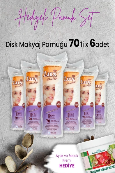 Lux Disk Makyaj Pamuğu 70'li x 6 Adet ve Hediyeli ürün görseli