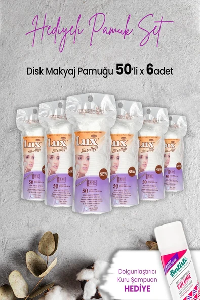 Lux Disk Makyaj Pamuğu 50'li x 6 Adet ve Hediyeli ürün görseli
