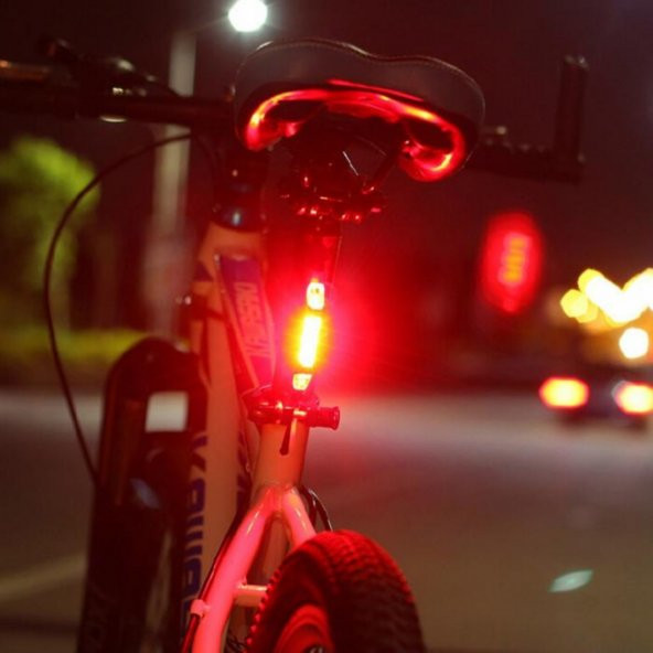 Usb Şarj Edilebilir 4 Fonksiyonlu Bisiklet Çakar Led Lamba Su Geçirmez Güvenlik Uyarı Arka Işığı
