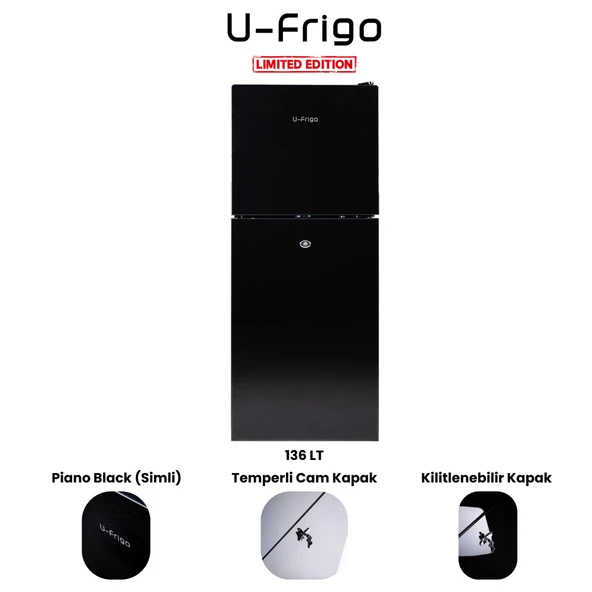 U-Frigo 136 Lt 12-24v Marin/karavan Kompresörlü Buzdolabı Temperli Cam Kapak Limited Edition Siyah