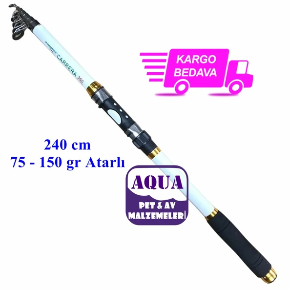 Powerex Carrera MLK 2,40 m. 75 - 150 gr. Atarlı Uzun Sap Teleskopik Olta Kamışı