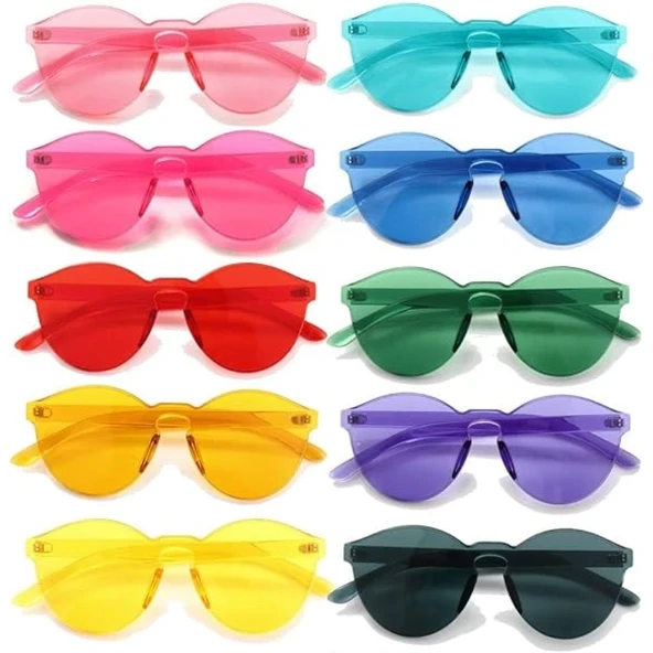 Oval Şekilli Çerçevesiz Parti Gözlüğü 6 Renk 6 Adet - 3