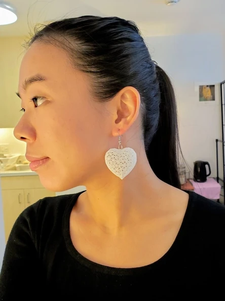 Byr3D Kalp Şeklinde Küpe/Kolye T4582301 Sadece Plastik Aparattır - 4