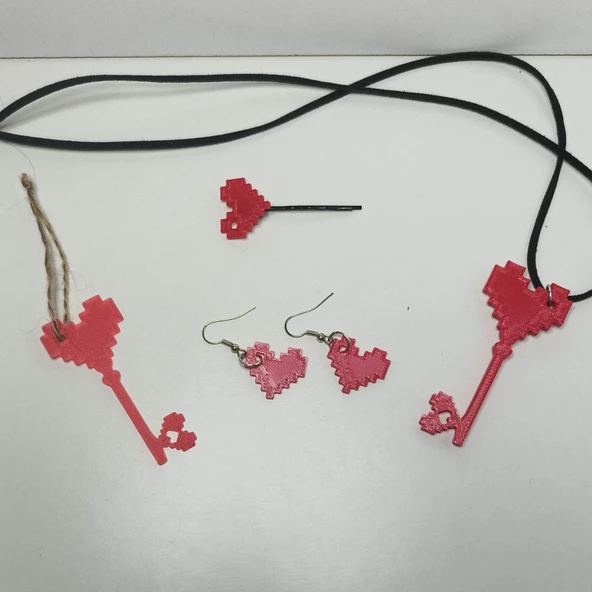 Byr3D 8 Bit Kalp Kolye Charm Seti T45327 Sadece Plastik Aparattır