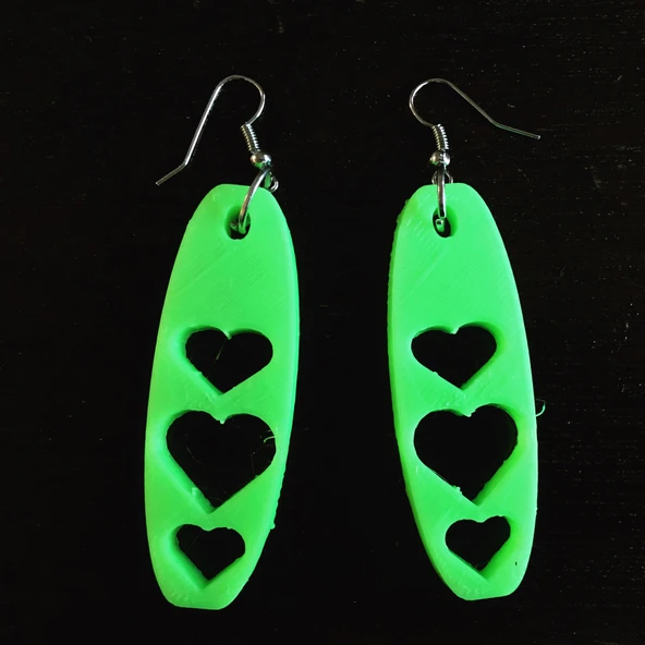 Byr3D Üç Kalp Küpe T1520090 Sadece Plastik Aparattır