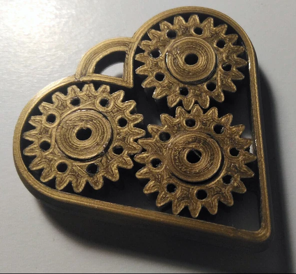 Byr3D Dişli Kalp Kolye T3901458 Sadece Plastik Aparattır - 3