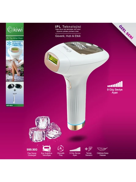 Kiwi Ipl Buz Lazer Epilasyon Tüy Alma Cihazı Otomatik/manuel Yüz, Vücut, Hassas Bölge Kullanımı 999.900 Flash Atım KEP-6834 - 3