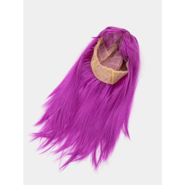 Fuşya Renk Düz Kesim Uzun Parti Peruğu Takma Saç - 4