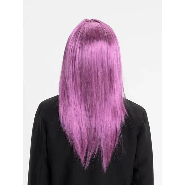 Rose Pembe Renk Düz Kesim Uzun Parti Peruğu Takma Saç - 2