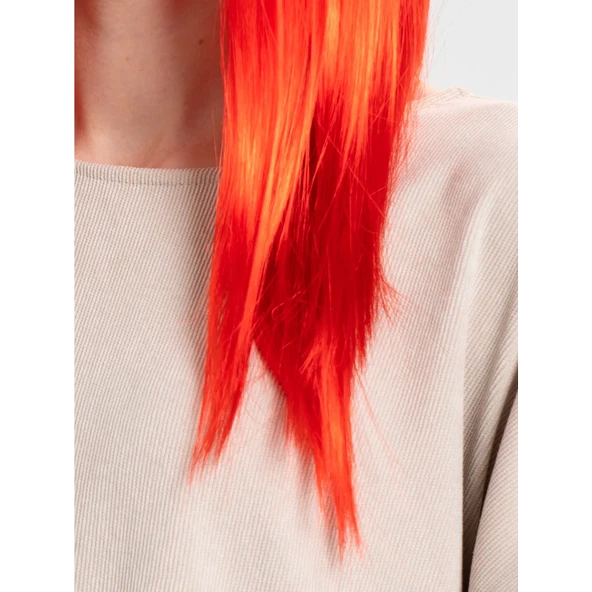 Kırmızı Renk Uzun Düz Parti Peruğu - 4