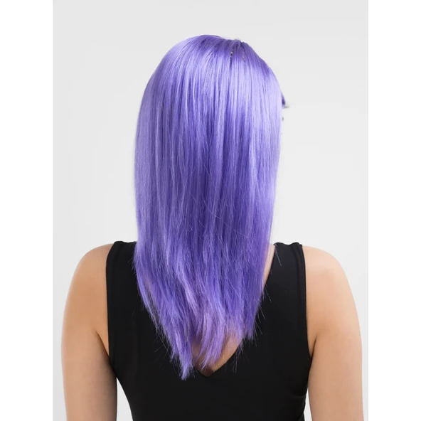 Lila Renk Uzun Düz Parti Peruğu - 2