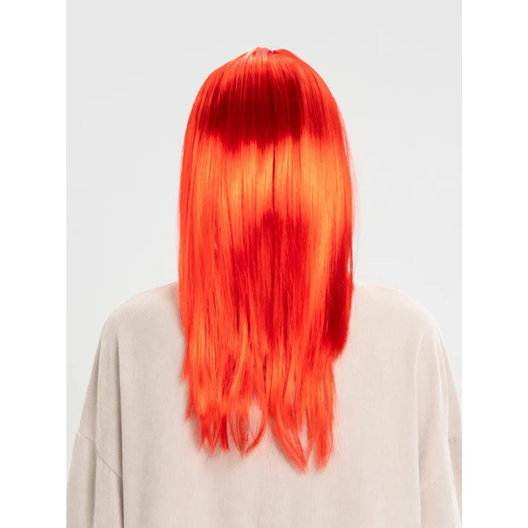 Kırmızı Renk Uzun Düz Parti Peruğu - 2