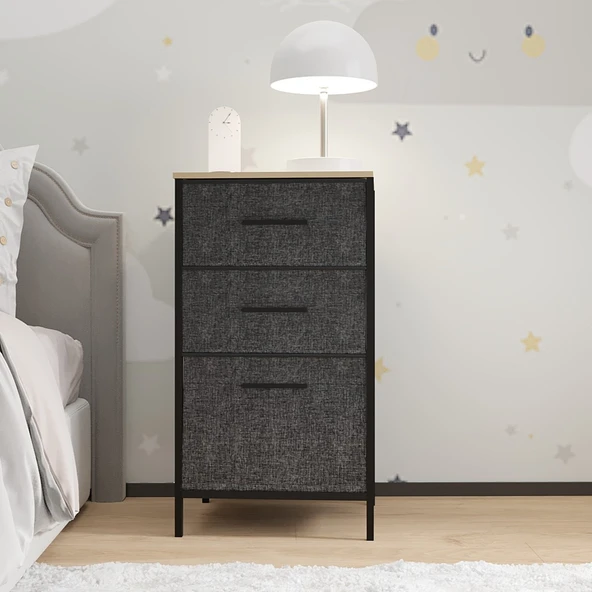 Çocuk 3 Çekmeceli Orta Boy Komodin Sehpa Füme 1602 - 2