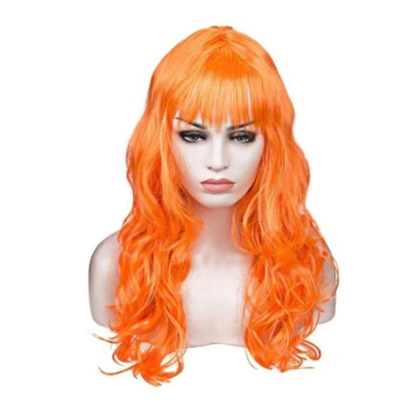 Turuncu Renk Astarlı Dalgalı Kesim Parti Peruğu - 2