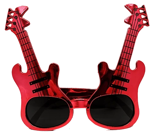Kırmızı Renk Rockn Roll Gitar Şekilli Parti Gözlüğü 15x15 Cm