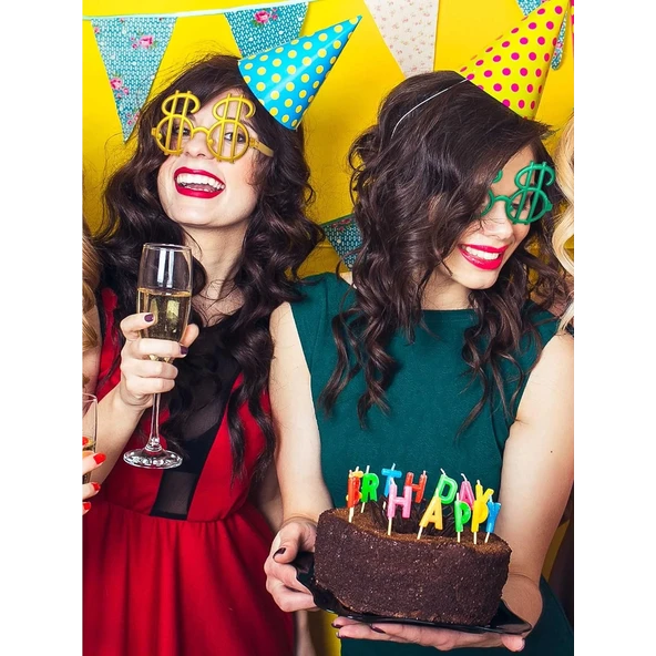 Dolar Şekilli Metalize Parti Gözlüğü 6 Adet - 4