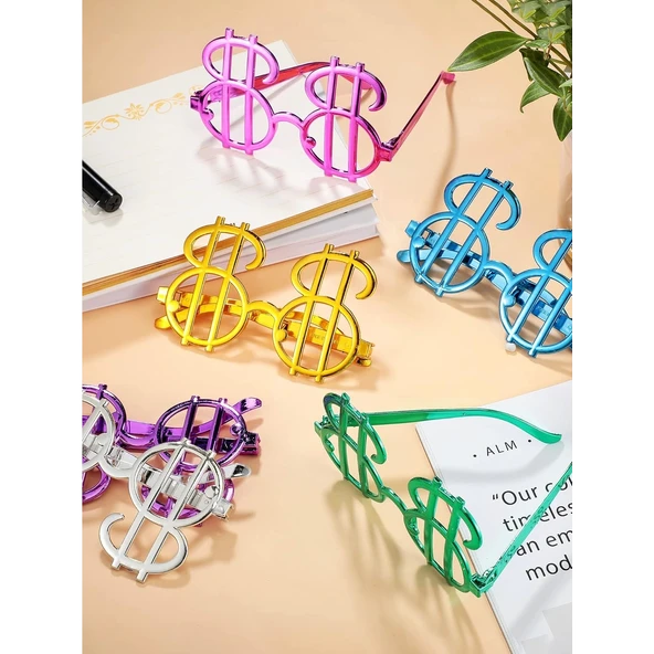 Dolar Şekilli Metalize Parti Gözlüğü 6 Adet - 3