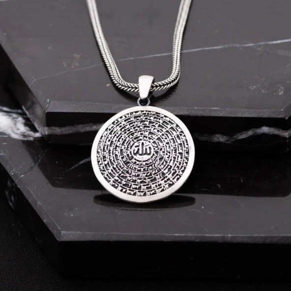 Esmaül Hüsna Yazılı Gümüş Erkek Cevşen Kolye - 2