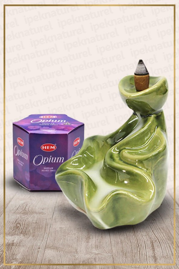 Geri Akışlı Şelale Temalı Yeşil Tütsülük No:2 Ve Opium Konik Tütsü 40 Adet