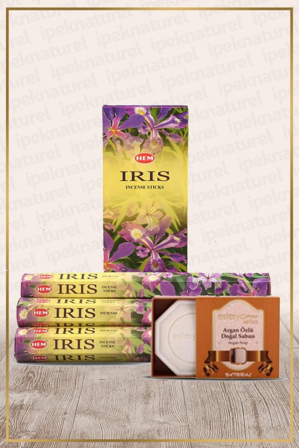 Hem Iris Süsen Çiçeği 6 Adet Tütsü Ve Esterya Plus Argan Sabunu