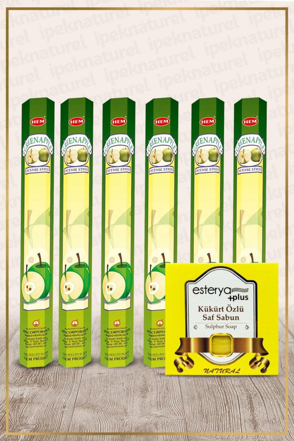 Hem Green Apple Yeşil Elma 6 Adet Tütsü Ve Esterya Kükürt Sabunu