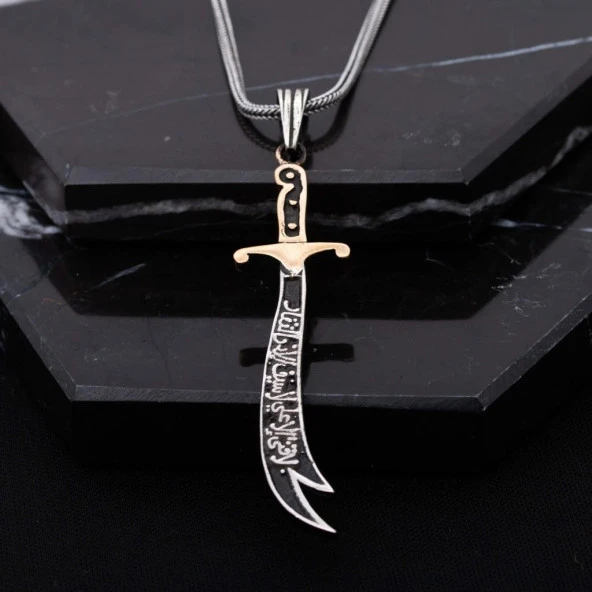 Karartmalı Hz. Ali Kılıcı Zülfikar Gümüş Erkek Kolye