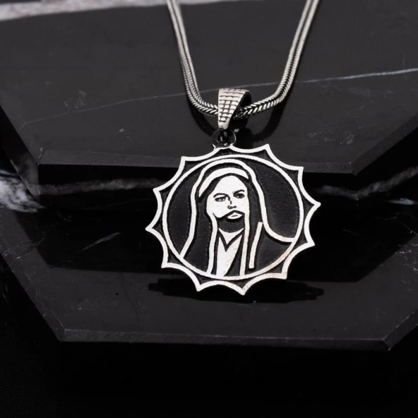 Hz. Ali Portreli Gümüş Erkek Kolye - 2