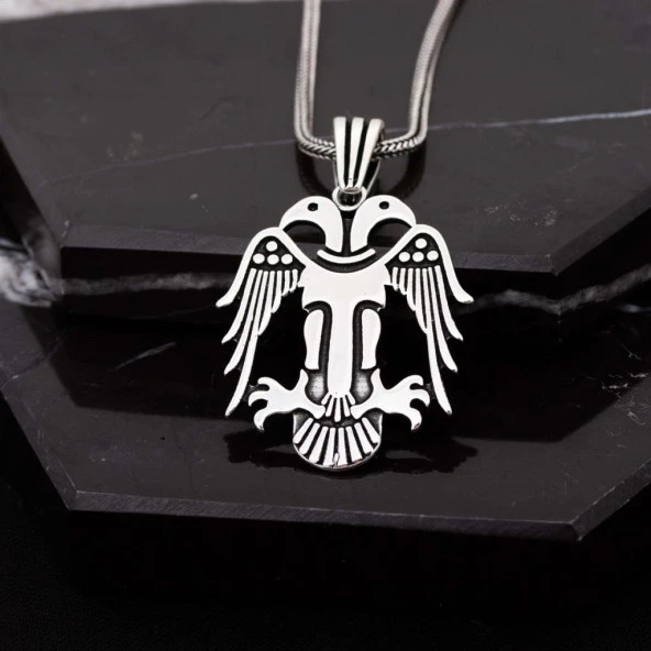 Çift Başlı Selçuklu Kartalı Gümüş Erkek Kolye