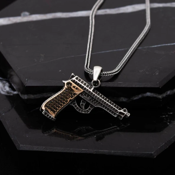 Tabanca Gümüş Erkek Kolye - 2