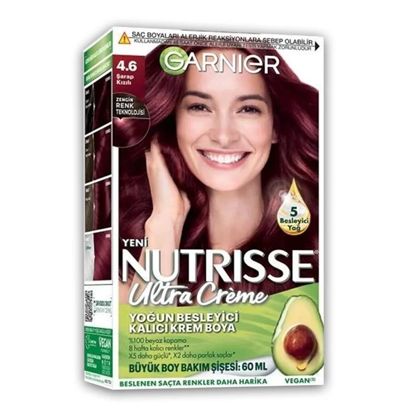 Garnier Nutrisse Yoğun Besleyici Kalıcı Krem Saç Boyası 4.6 Şarap Kızılı