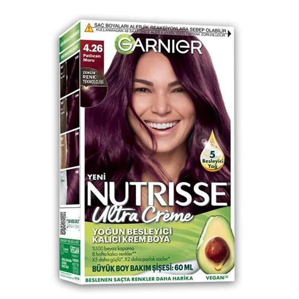 Garnier Nutrisse Yoğun Besleyici Kalıcı Krem Saç Boyası 4.26 Patlıcan Moru