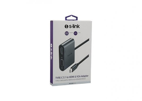 S-link Swapp SW-U516 TypeC to HDMI + VGA Adaptör - 2