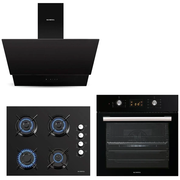 Kumtel Siyah Cam Digital Dokunmatik Ankastre Set - 8 Program ürün görseli 1