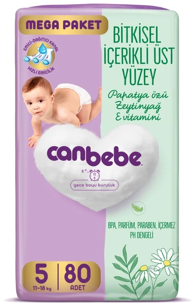Canbebe Bebek Bezi Beden:5 (11-18KG) Junior 80 Adet Mega Pk