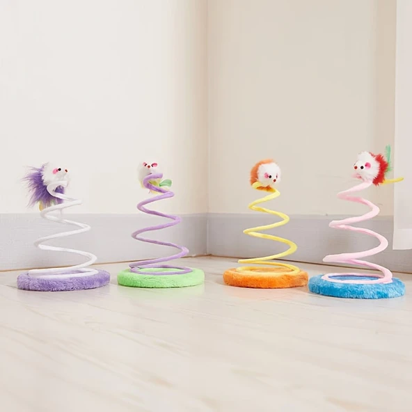 TİNEKE Yaylı Fareli Çember Hacı Yatmaz Kedi Oyuncağı 23x14 Cm 1 adet - Resim 5