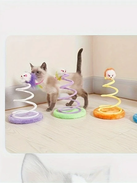 TİNEKE Yaylı Fareli Çember Hacı Yatmaz Kedi Oyuncağı 23x14 Cm 1 adet - Resim 4